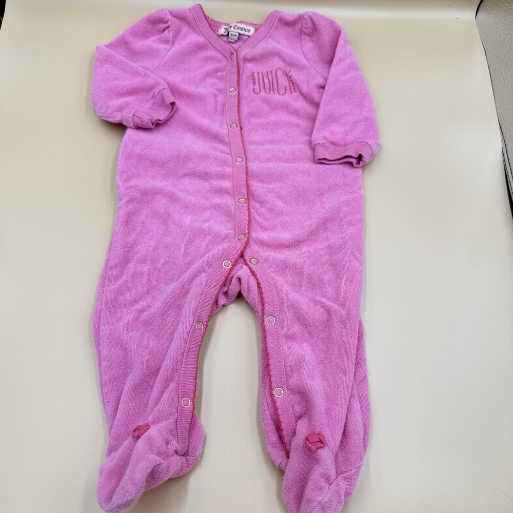 Juicy Couture Velour Footed Sleeper Hot Pink Ruffle Vintage Y2K 3-6 Months